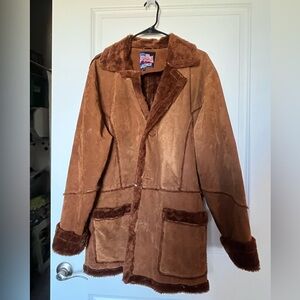 Men’s Medium Vintage Shearling 70’s Leather Jacket Coat
